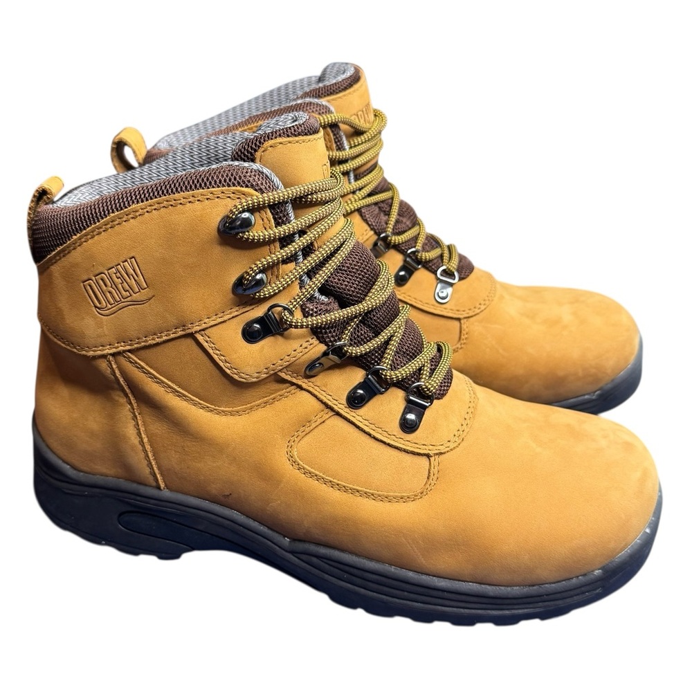 NWT DREW Rockford Comfort Work Boots Lace Up sz 11 Nubuck Leather Tan Waterproof